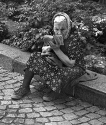 Manzi, anziana che legge